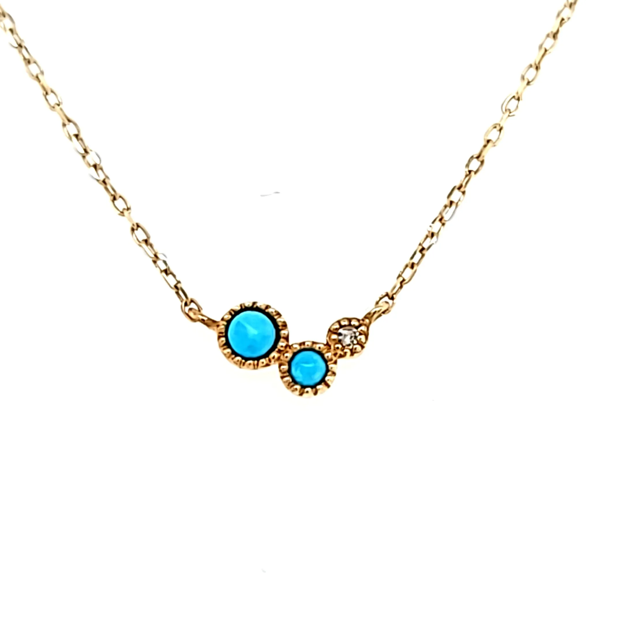 14k Yellow Gold Petite Turquoise Necklace (I6364)