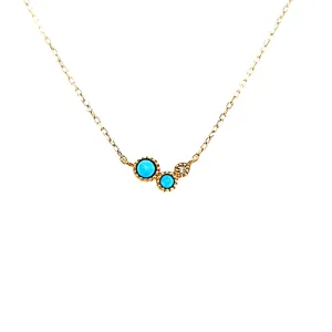 14k Yellow Gold Petite Turquoise Necklace (I6364)