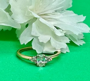 14K Yellow/White Gold Oval Diamond and Shoulder Stone Engagement Ring