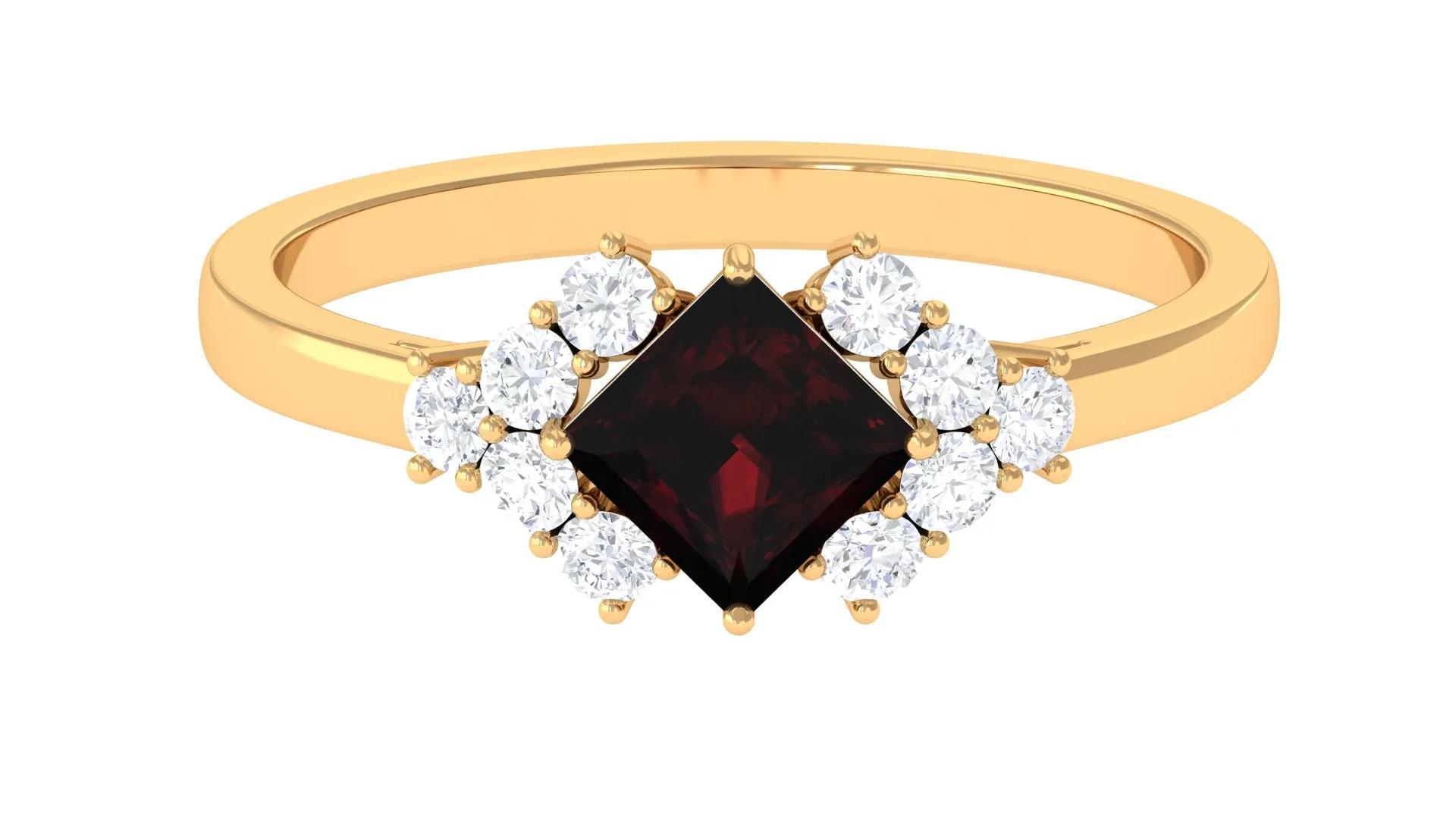 1.50 Ct Designer Garnet and Diamond Engagement Ring