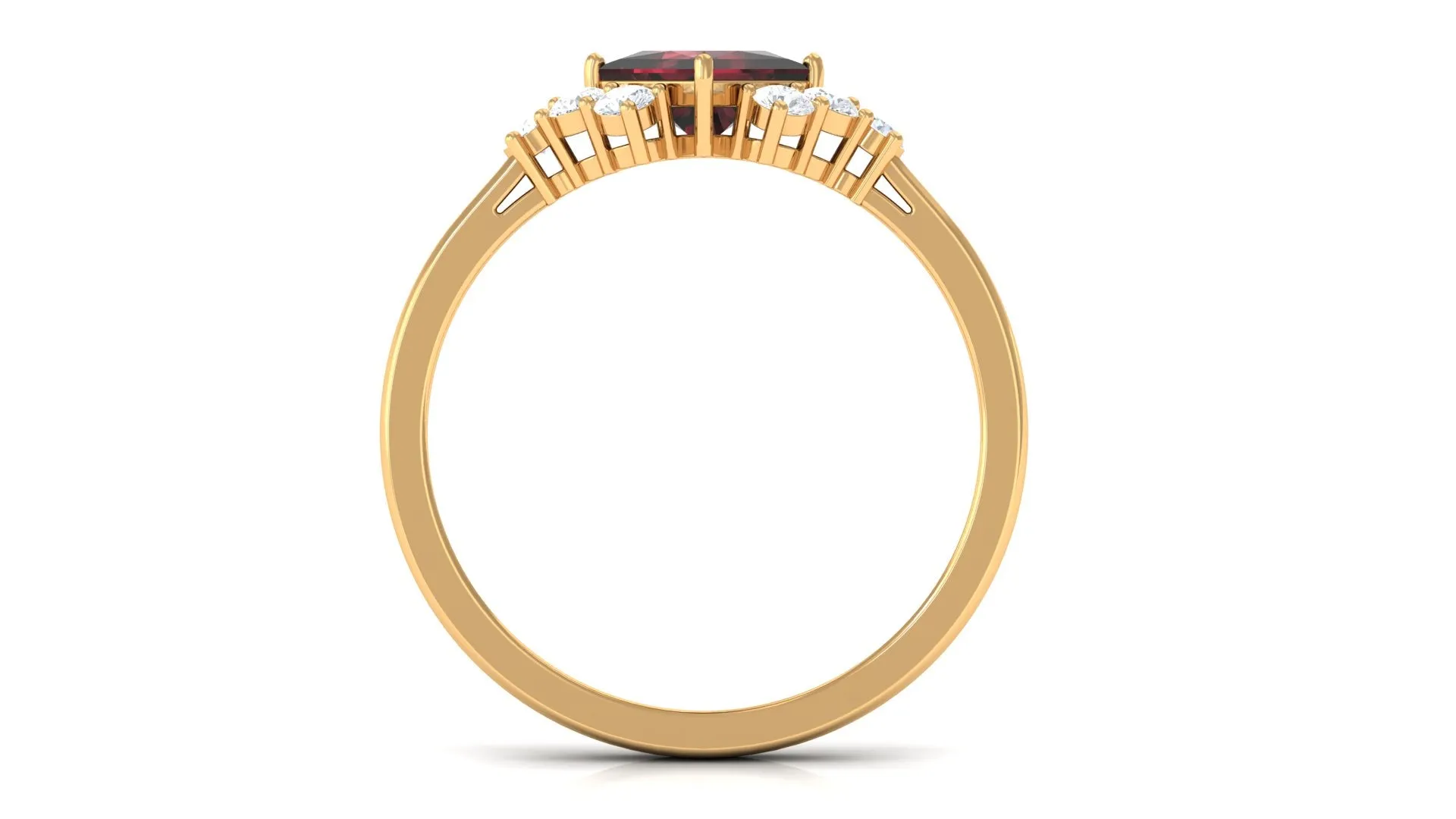 1.50 Ct Designer Garnet and Diamond Engagement Ring