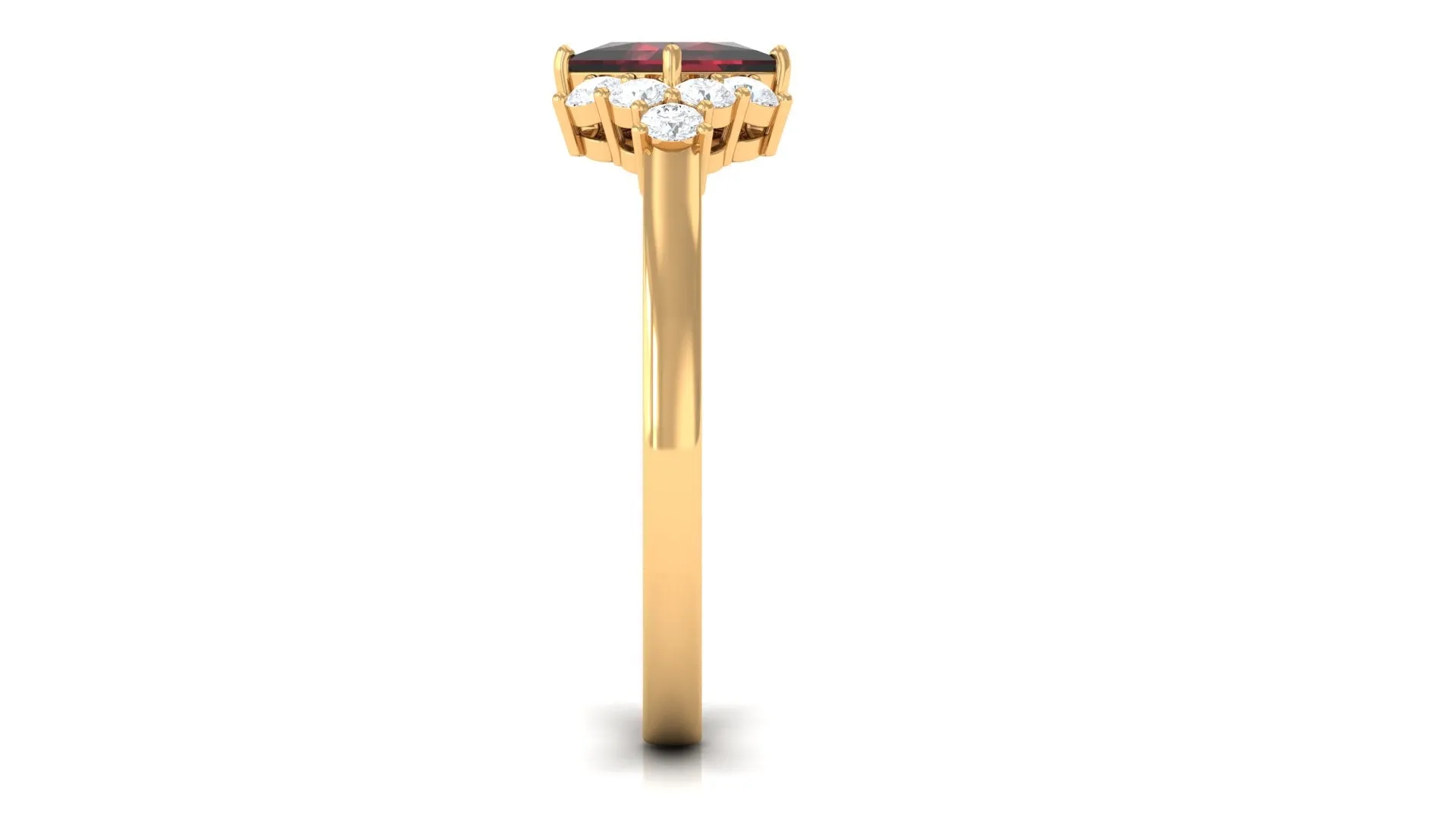 1.50 Ct Designer Garnet and Diamond Engagement Ring
