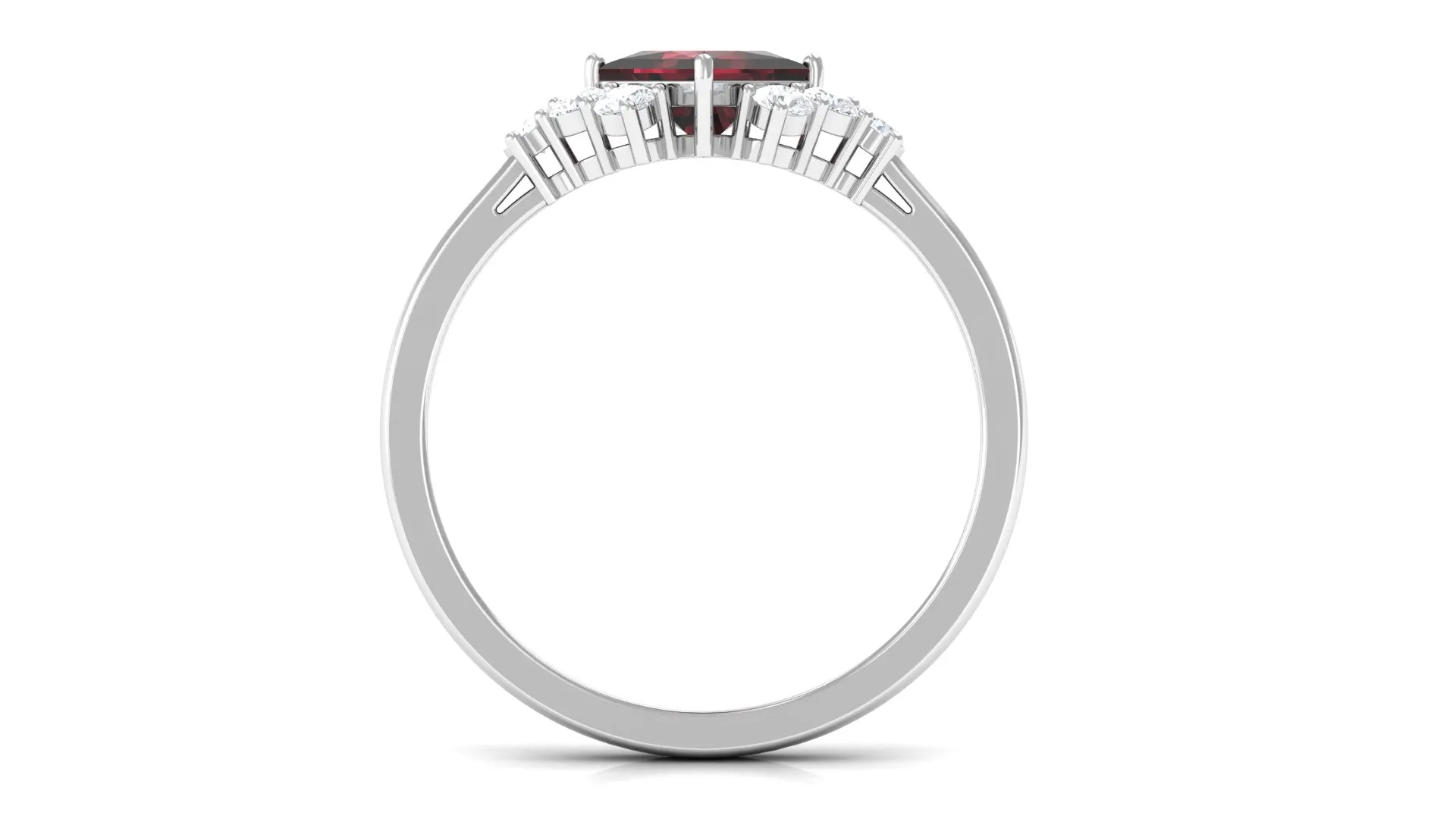 1.50 Ct Designer Garnet and Diamond Engagement Ring