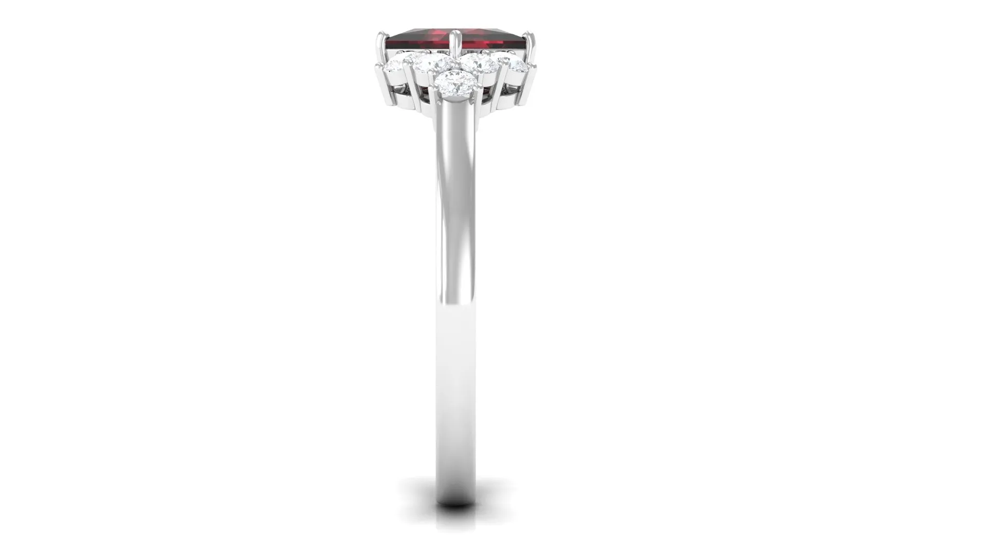 1.50 Ct Designer Garnet and Diamond Engagement Ring