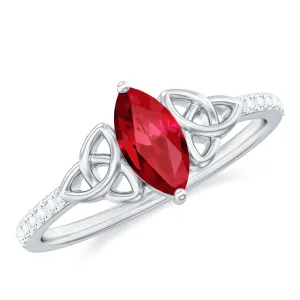 1.50 CT Lab Grown Ruby Celtic Knot Ring with Diamond