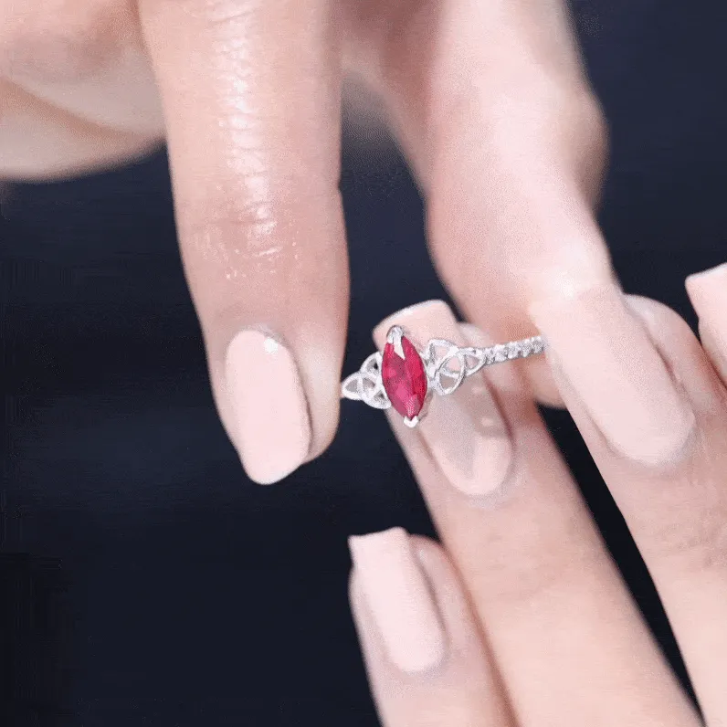 1.50 CT Lab Grown Ruby Celtic Knot Ring with Diamond