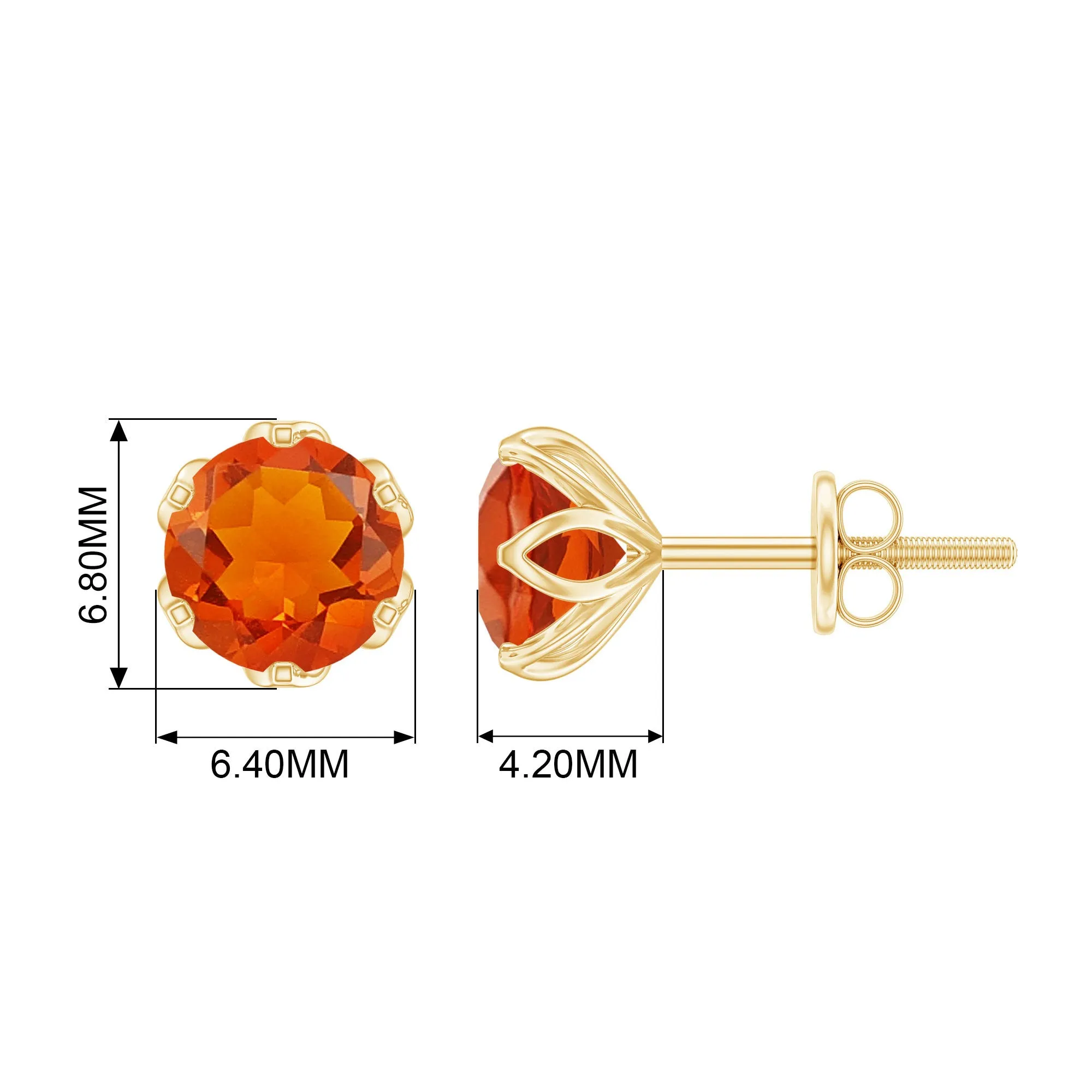 1.50 CT Lotus Basket Set Solitaire Fire Opal Stud Earrings