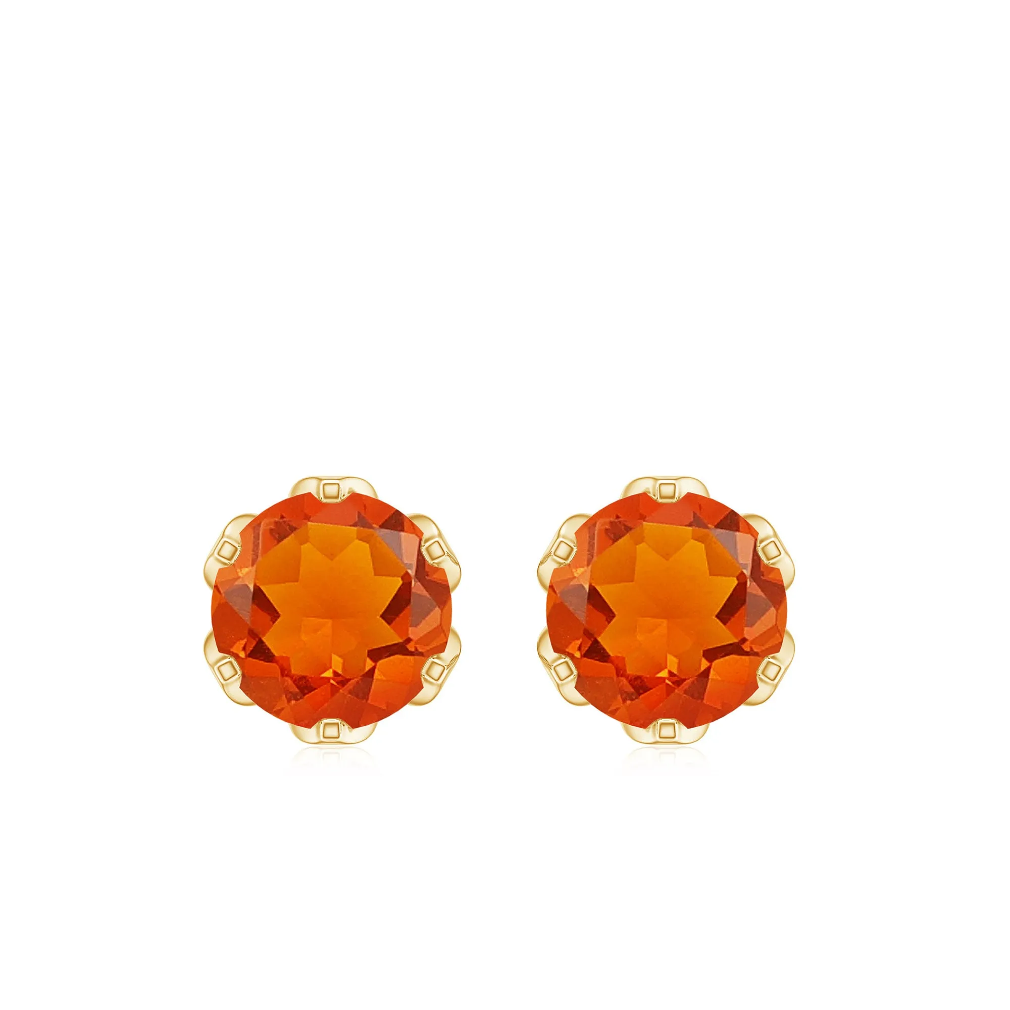 1.50 CT Lotus Basket Set Solitaire Fire Opal Stud Earrings