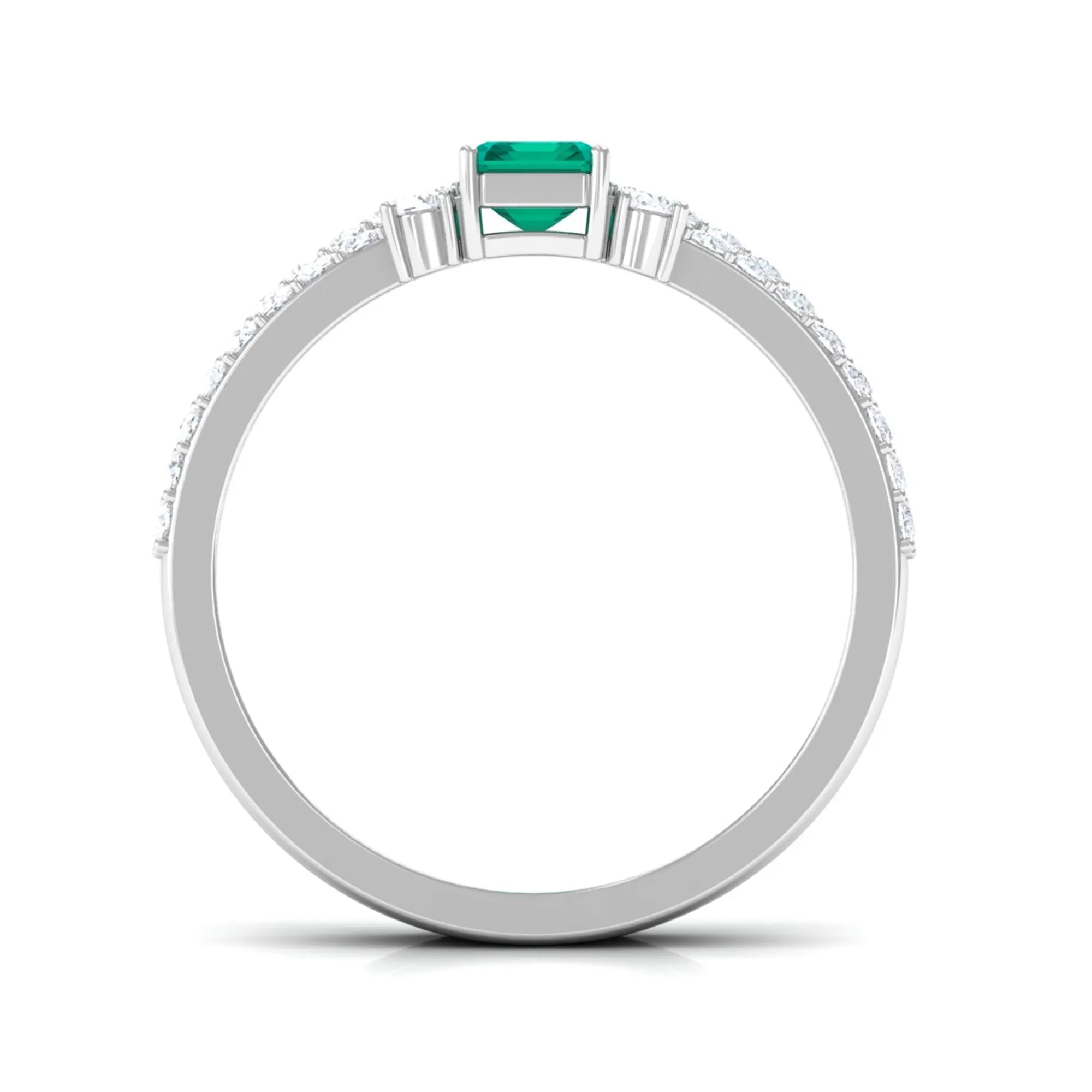 1.50 CT Octagon shape Emerald Solitaire Ring Set with Diamond