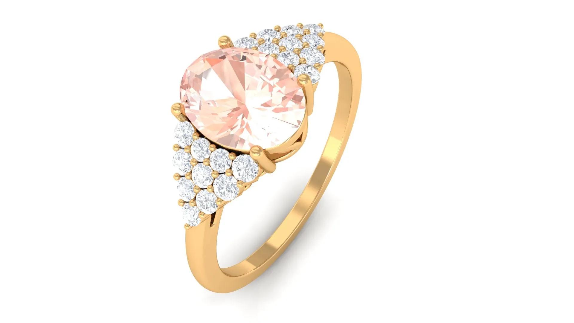 1.50 Ct Solitaire Morganite Oval Engagement Ring with Diamond
