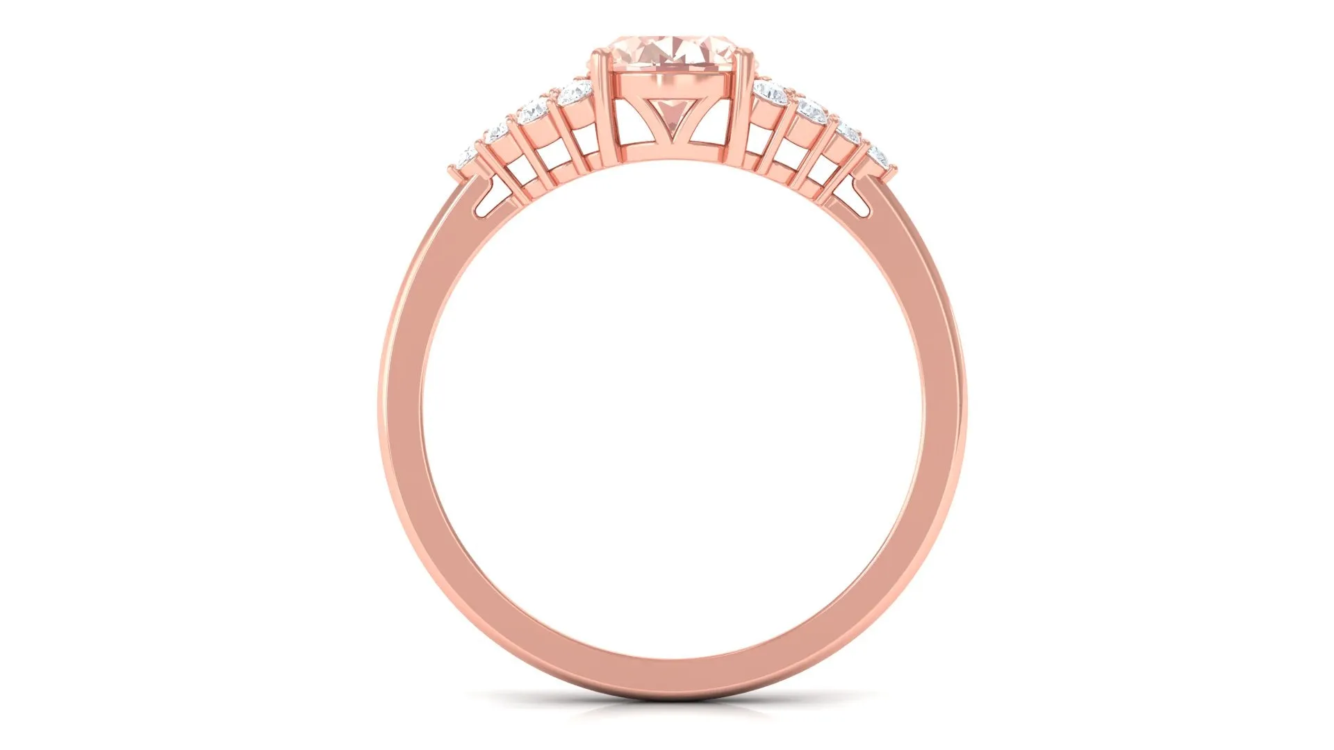 1.50 Ct Solitaire Morganite Oval Engagement Ring with Diamond