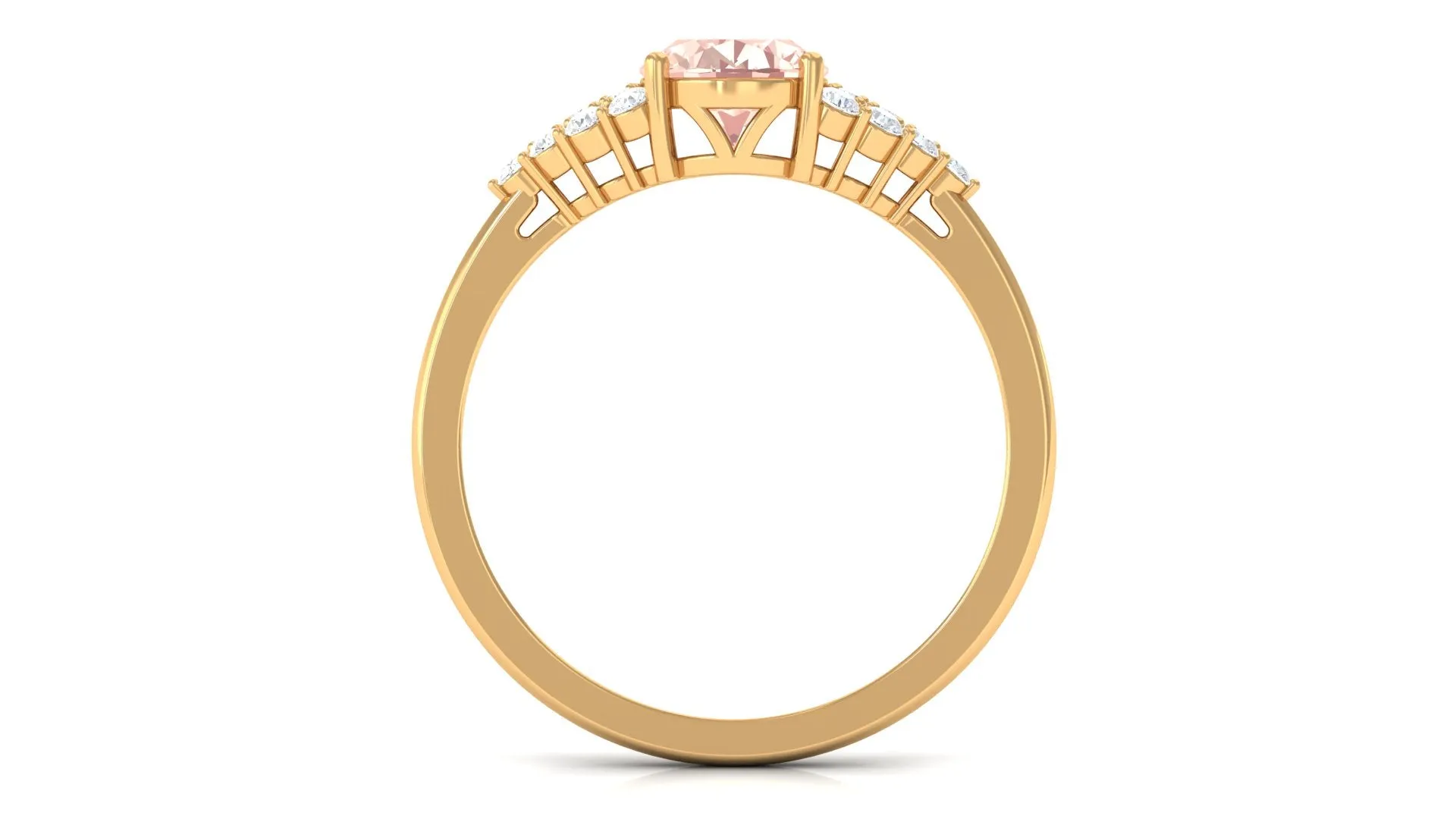 1.50 Ct Solitaire Morganite Oval Engagement Ring with Diamond