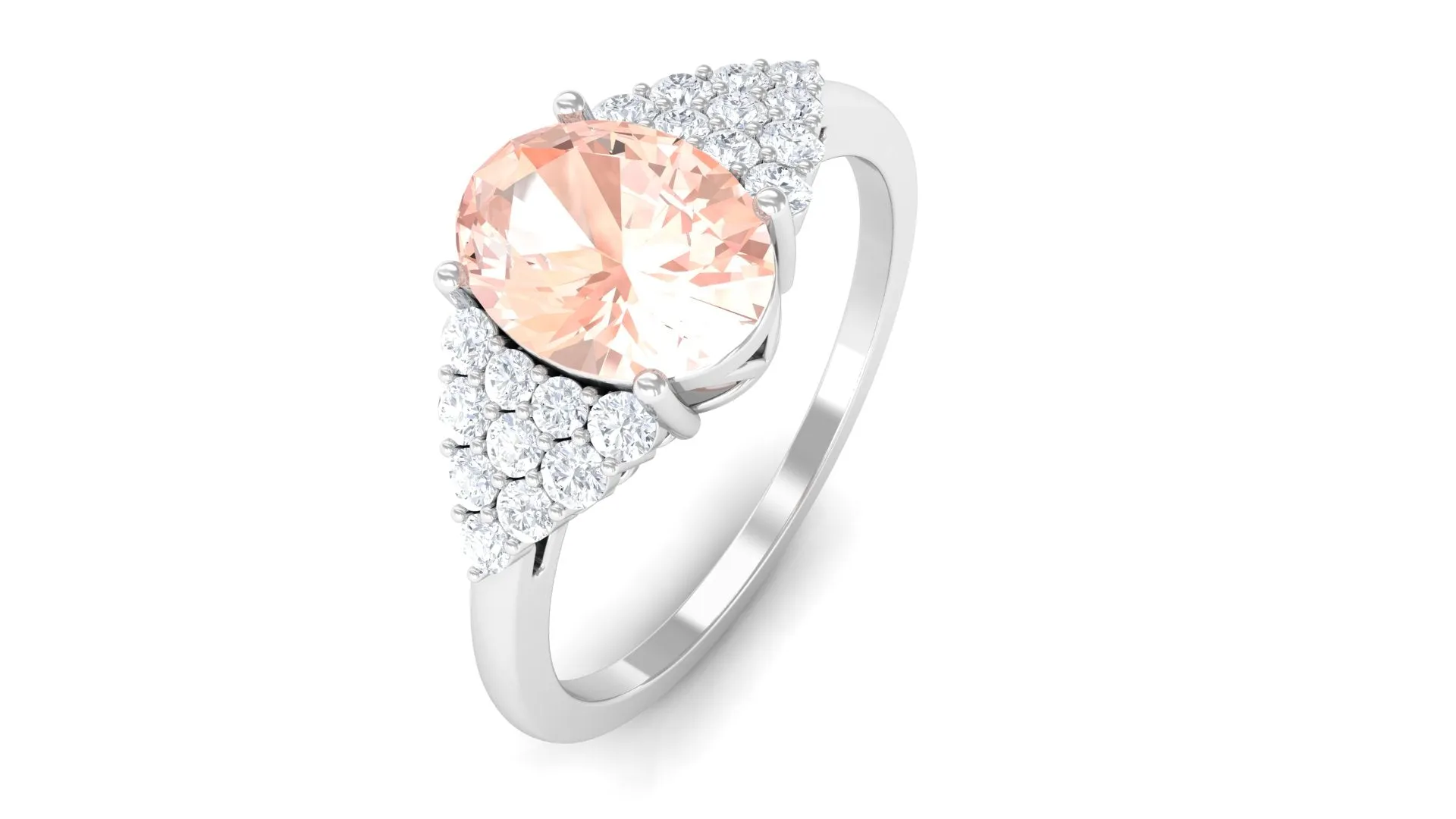 1.50 Ct Solitaire Morganite Oval Engagement Ring with Diamond