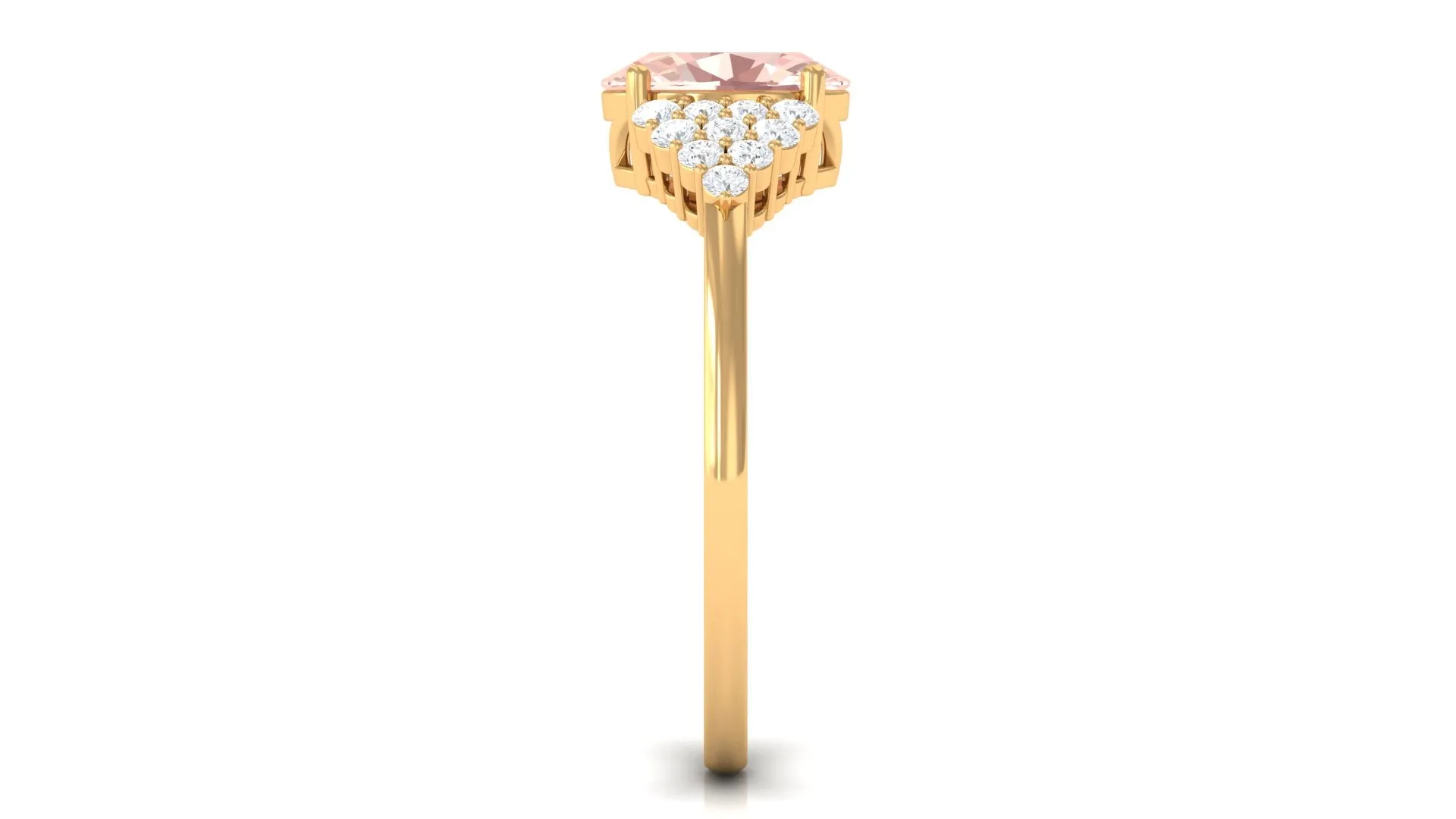 1.50 Ct Solitaire Morganite Oval Engagement Ring with Diamond