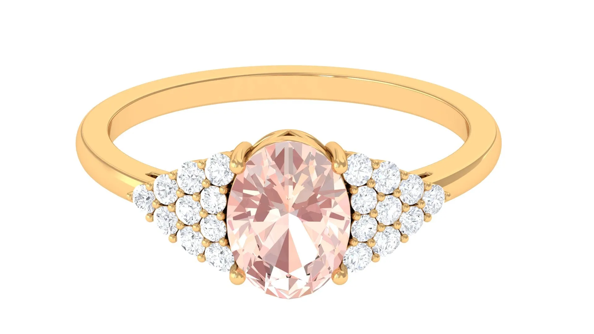 1.50 Ct Solitaire Morganite Oval Engagement Ring with Diamond
