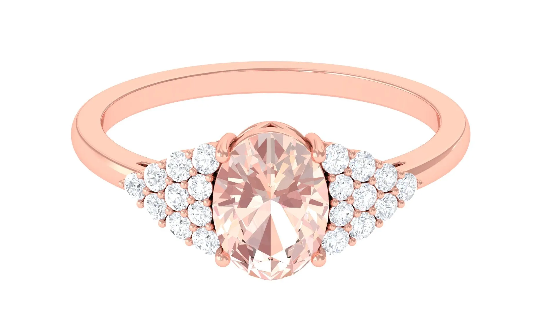 1.50 Ct Solitaire Morganite Oval Engagement Ring with Diamond