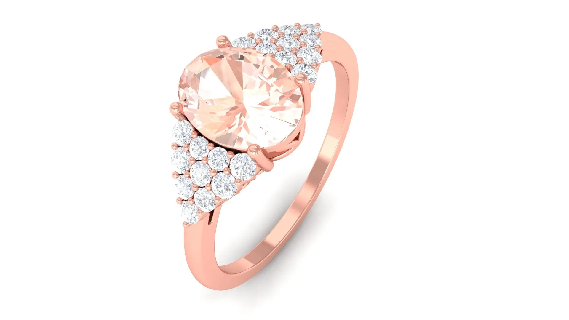 1.50 Ct Solitaire Morganite Oval Engagement Ring with Diamond