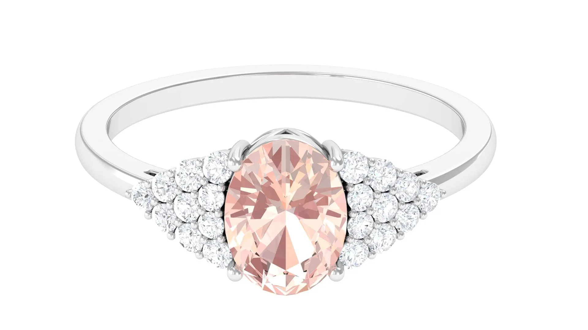 1.50 Ct Solitaire Morganite Oval Engagement Ring with Diamond