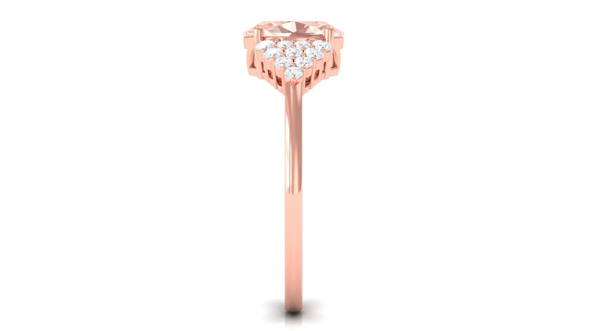 1.50 Ct Solitaire Morganite Oval Engagement Ring with Diamond