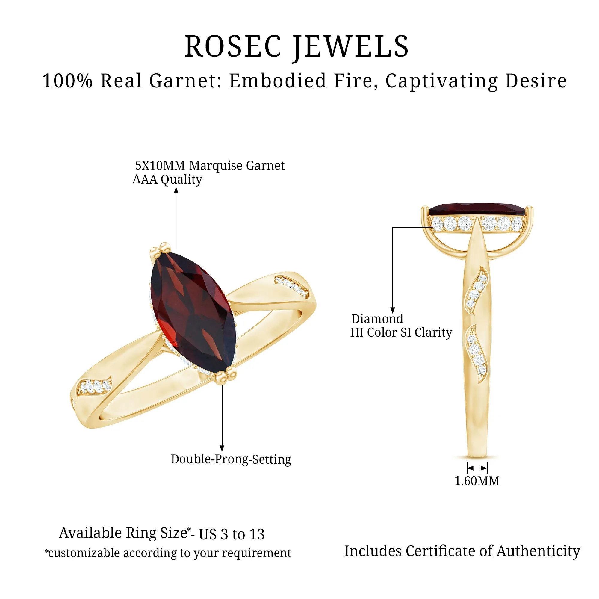 1.75 CT Garnet Solitaire Ring with Diamond Accent