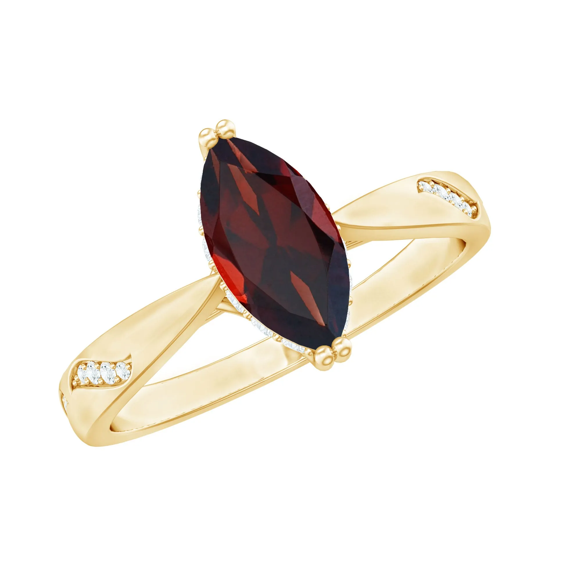 1.75 CT Garnet Solitaire Ring with Diamond Accent