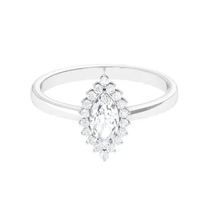 1.75 CT Moissanite Marquise Halo Engagement Ring