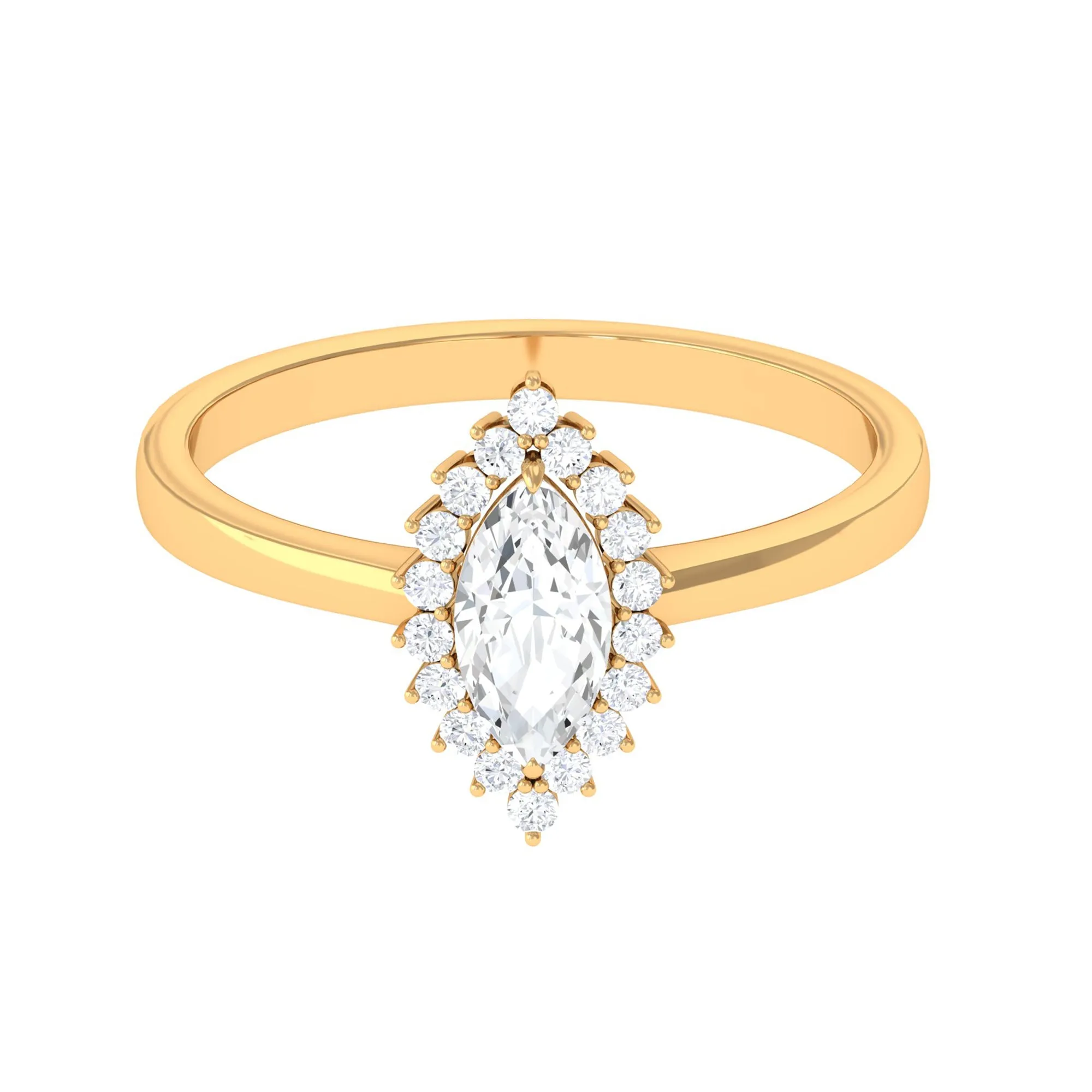 1.75 CT Moissanite Marquise Halo Engagement Ring