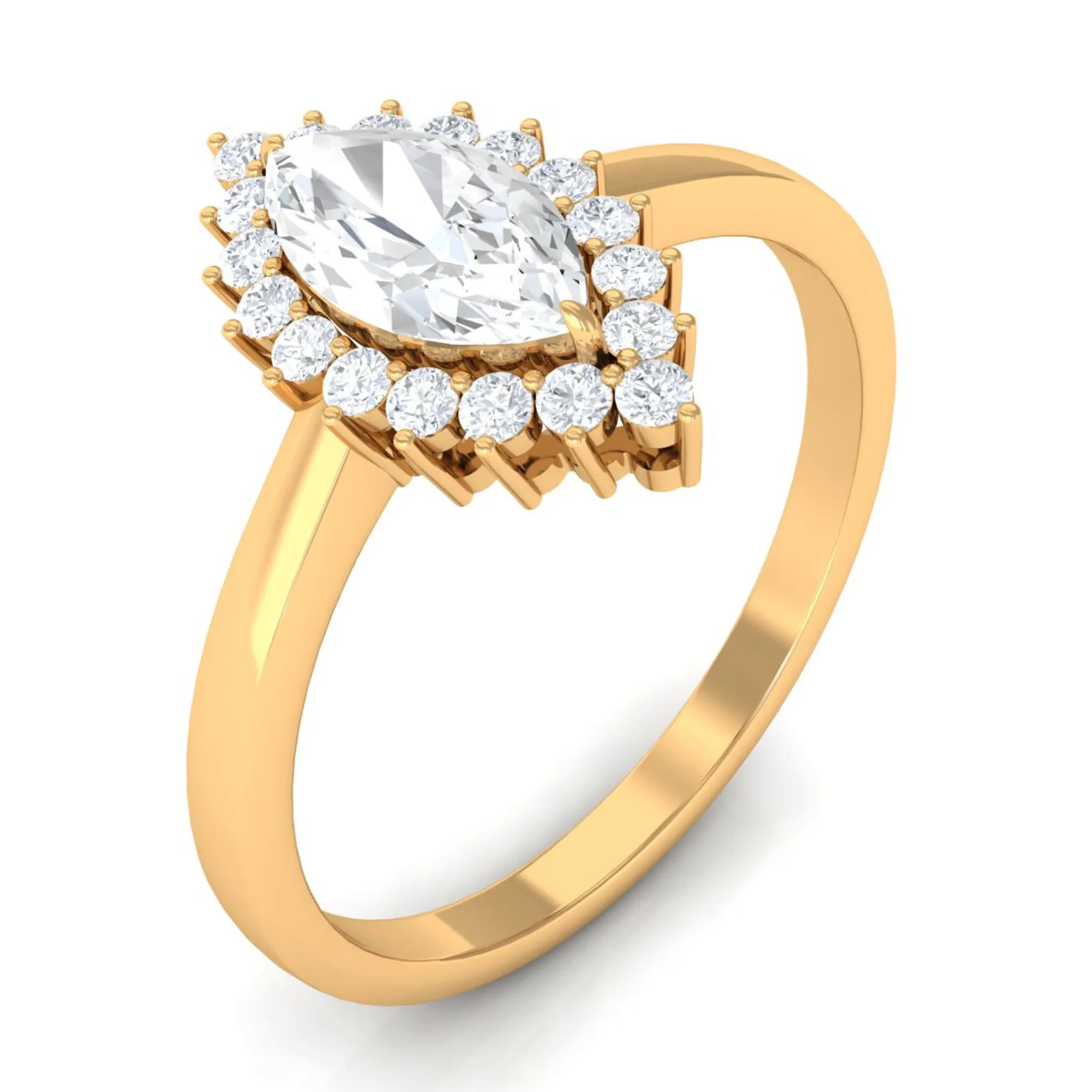 1.75 CT Moissanite Marquise Halo Engagement Ring