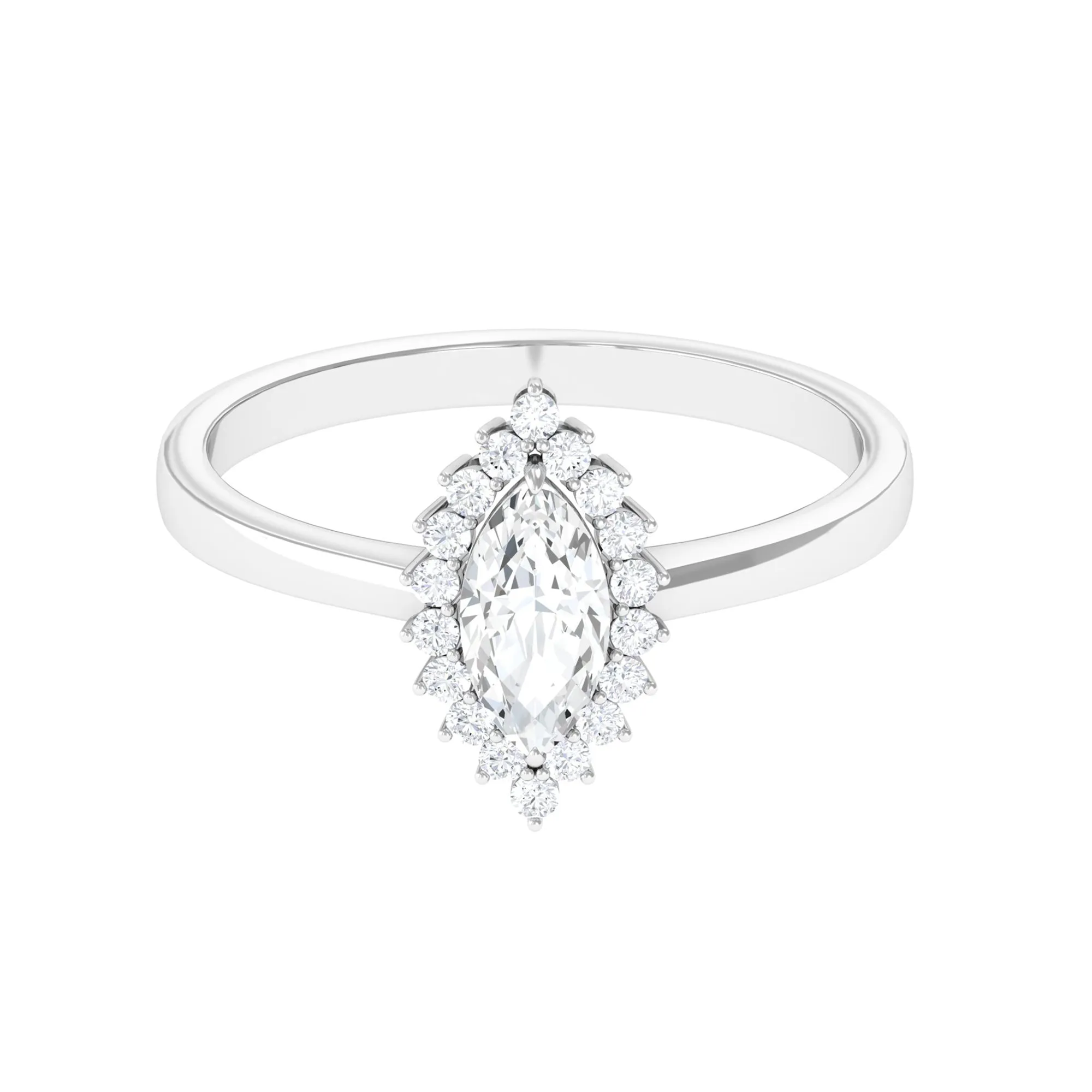 1.75 CT Moissanite Marquise Halo Engagement Ring