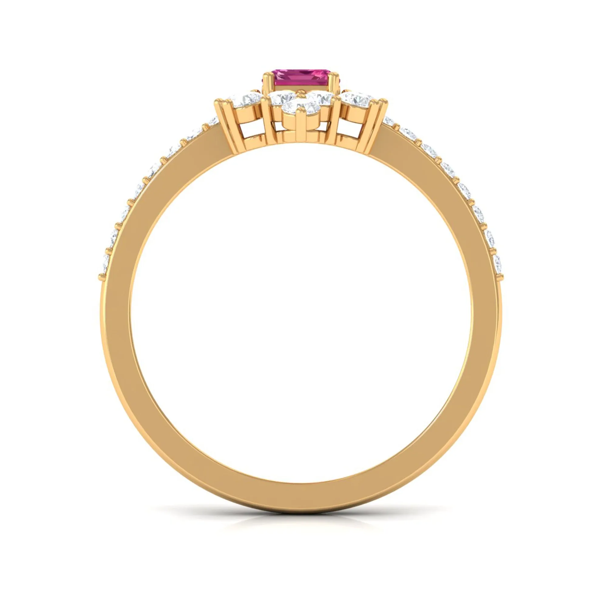 1.75 CT Vintage Inspired Pink Tourmaline Ring with Diamond Halo
