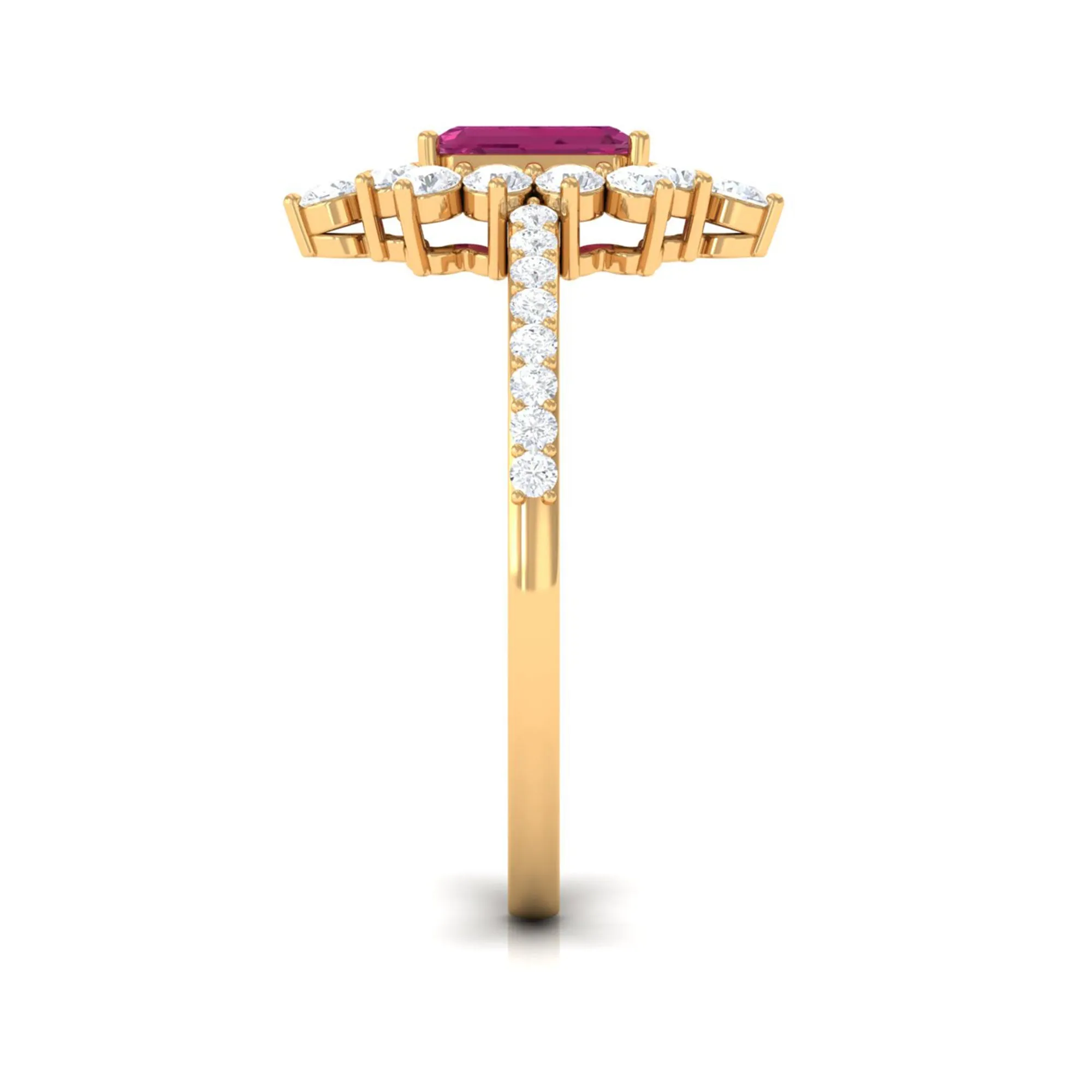 1.75 CT Vintage Inspired Pink Tourmaline Ring with Diamond Halo