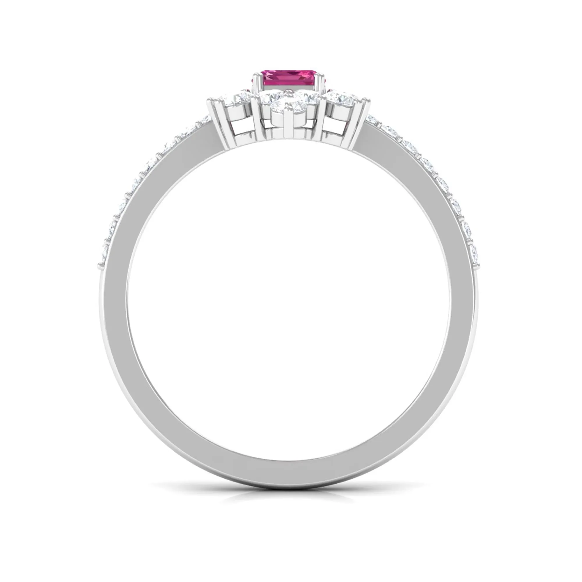1.75 CT Vintage Inspired Pink Tourmaline Ring with Diamond Halo