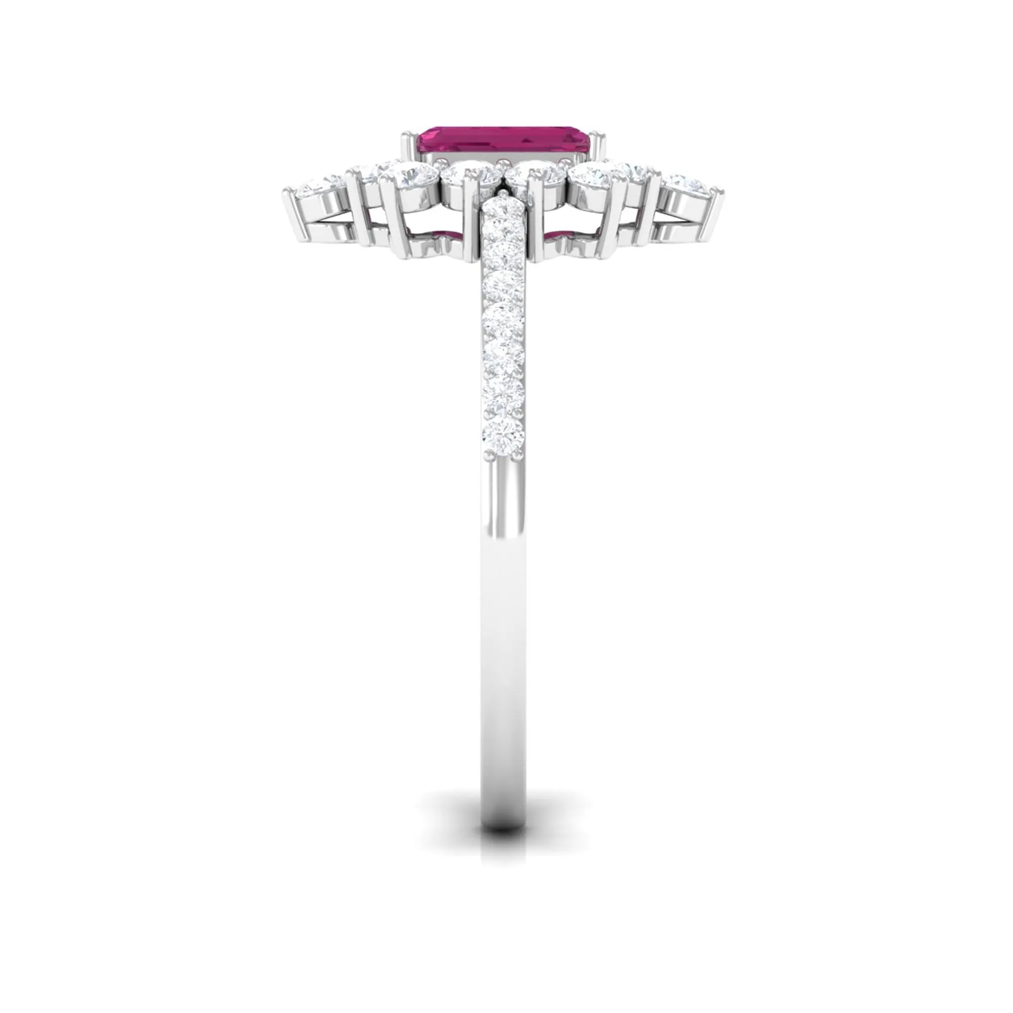 1.75 CT Vintage Inspired Pink Tourmaline Ring with Diamond Halo