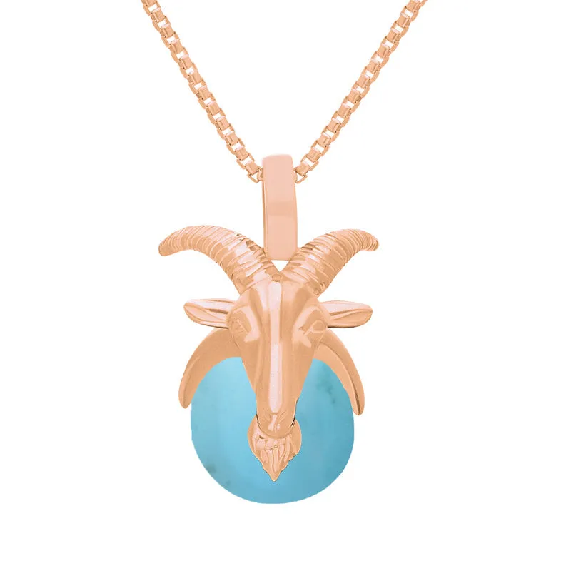 18ct Rose Gold Turquoise Zodiac Capricorn 9mm Bead Pendant