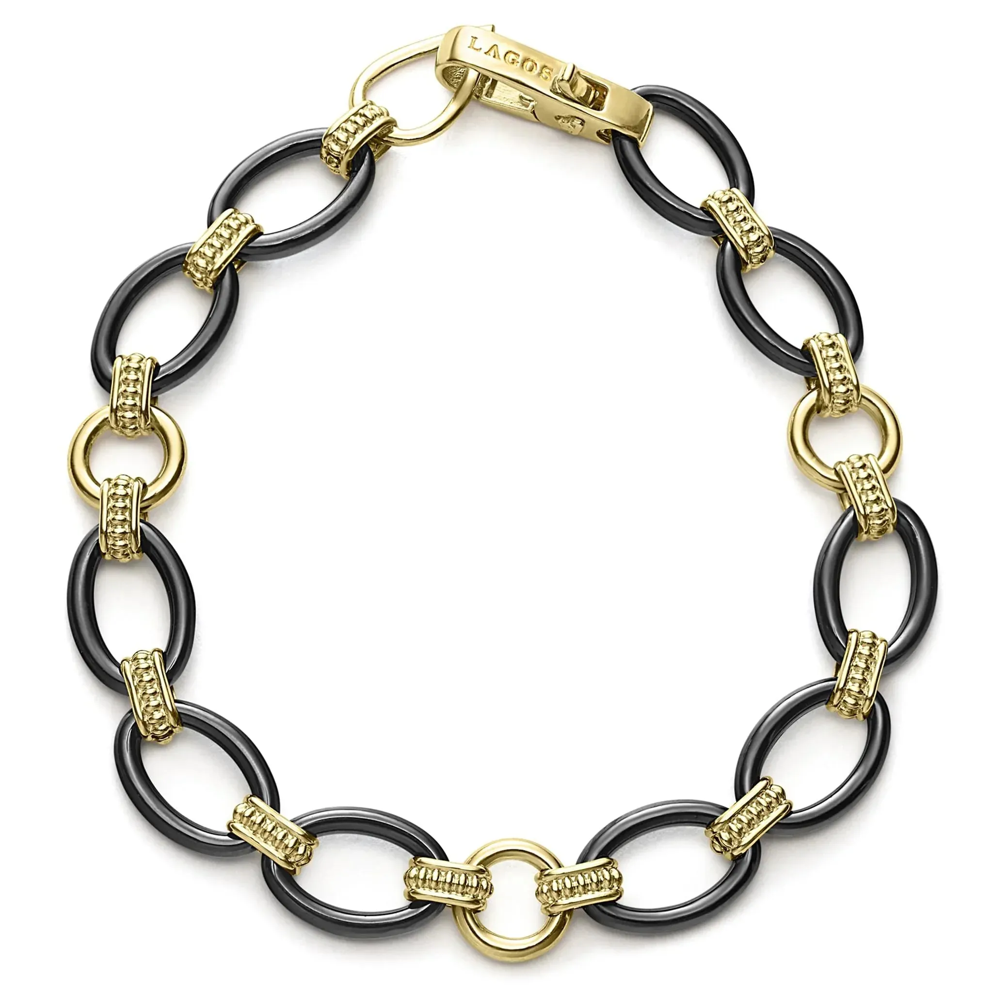 18K Gold and Black Ceramic Link Bracelet