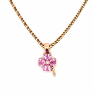 18K Pink Sapphire and Diamond Clover Charm