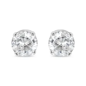 18K White Gold 1/6 Cttw Round Brilliant-Cut Near Colorless Diamond Classic 4-Prong Stud Earrings (G-H Color, VS1-VS2 Clarity)