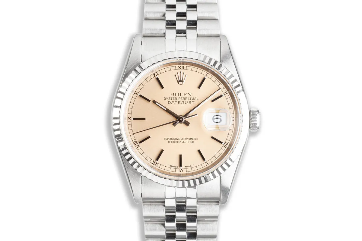 1995 Rolex Unpolished Case DateJust 16234 with Silver Patina Dial