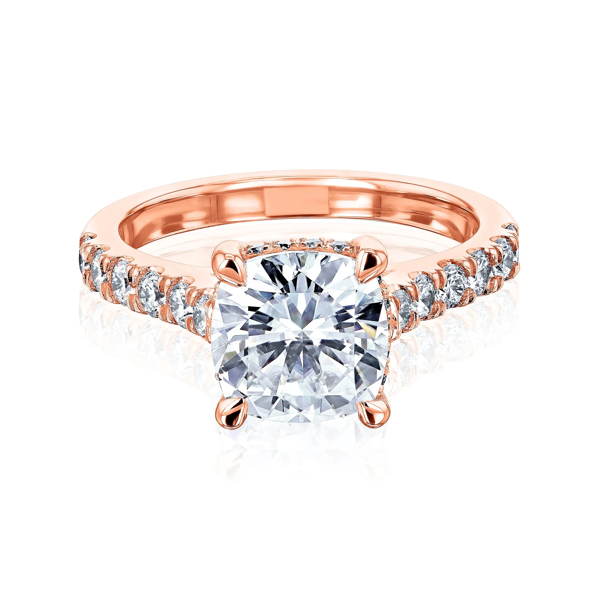 2ct Cushion Hidden Halo Engagement Ring