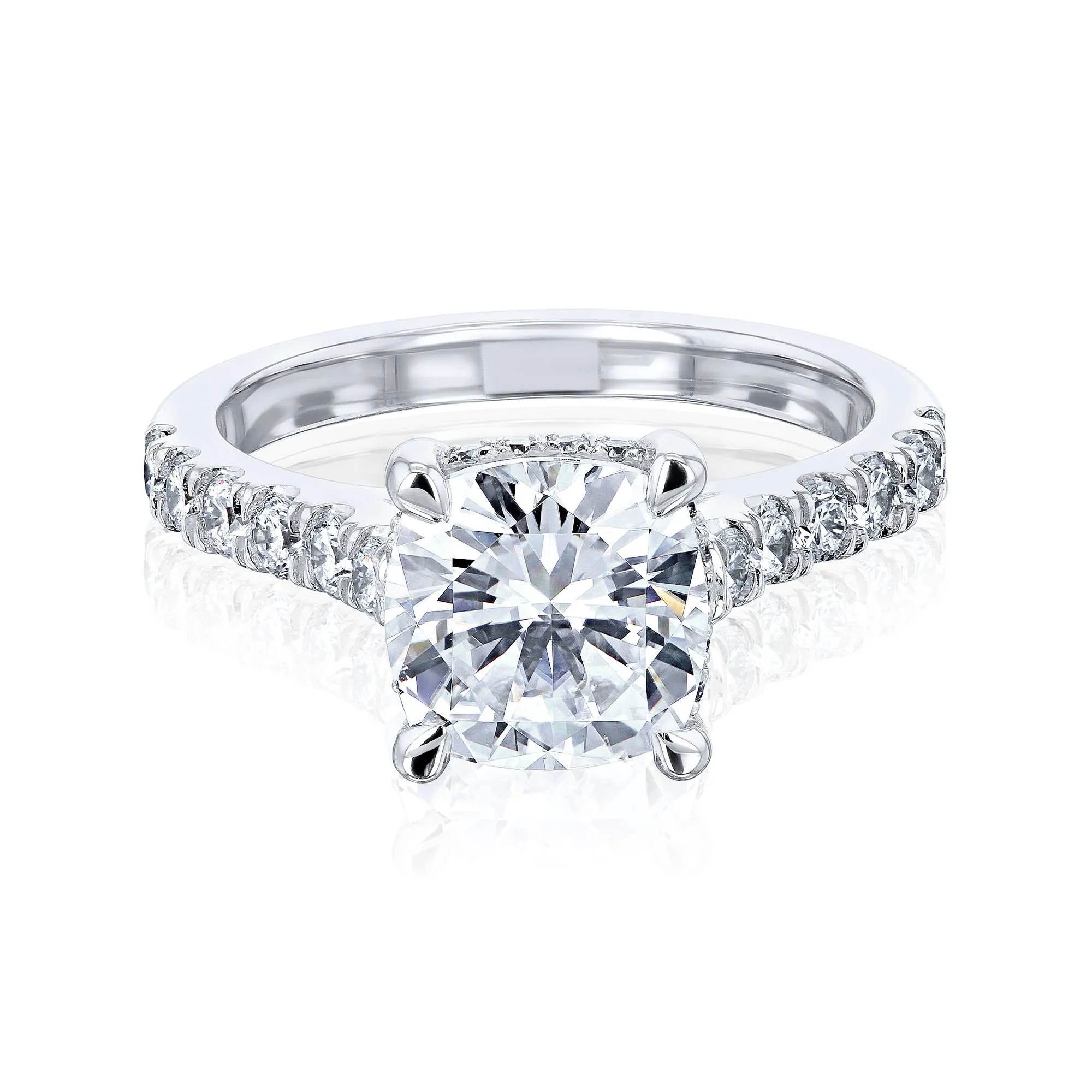 2ct Cushion Hidden Halo Engagement Ring