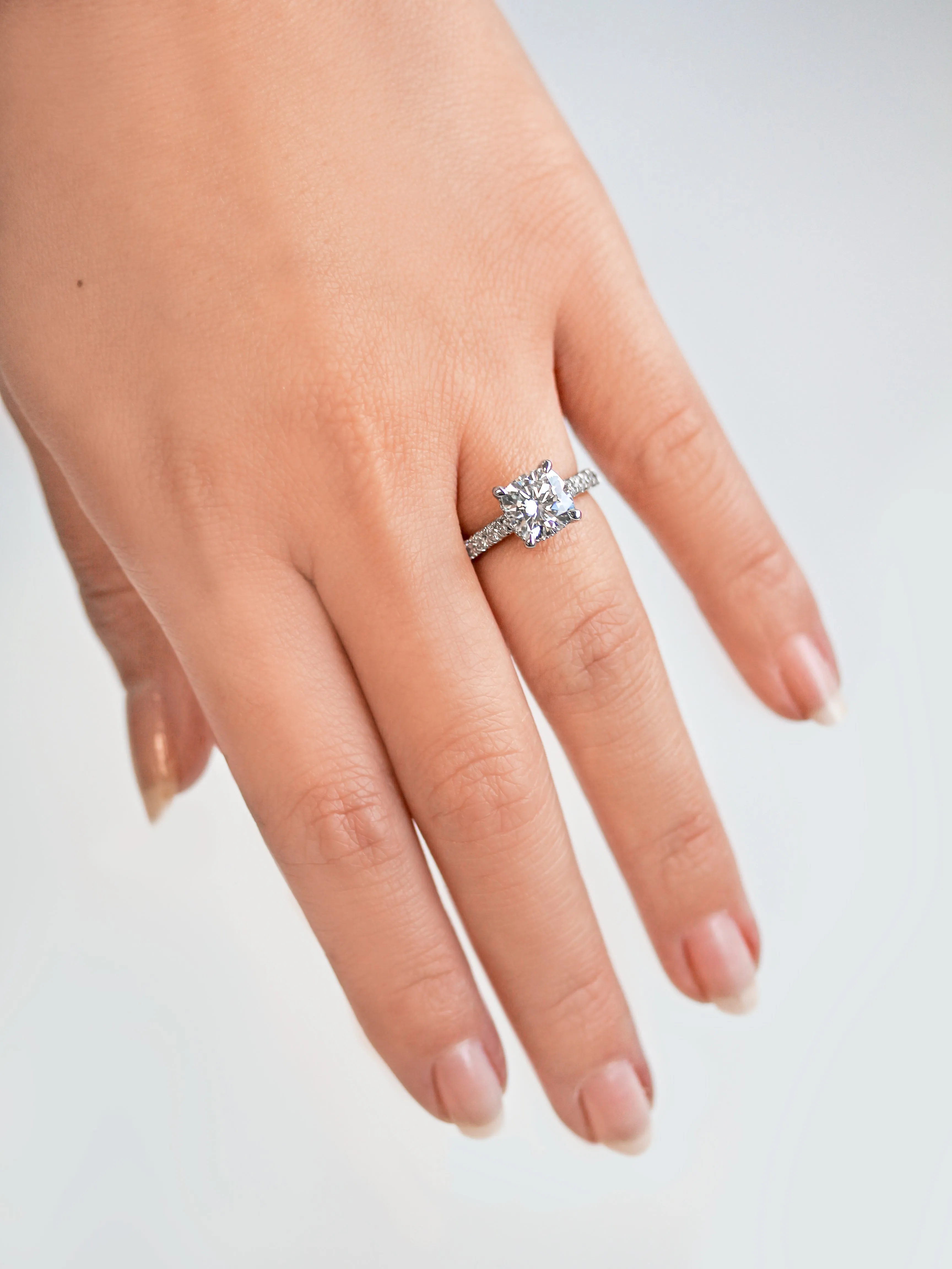 2ct Cushion Hidden Halo Engagement Ring