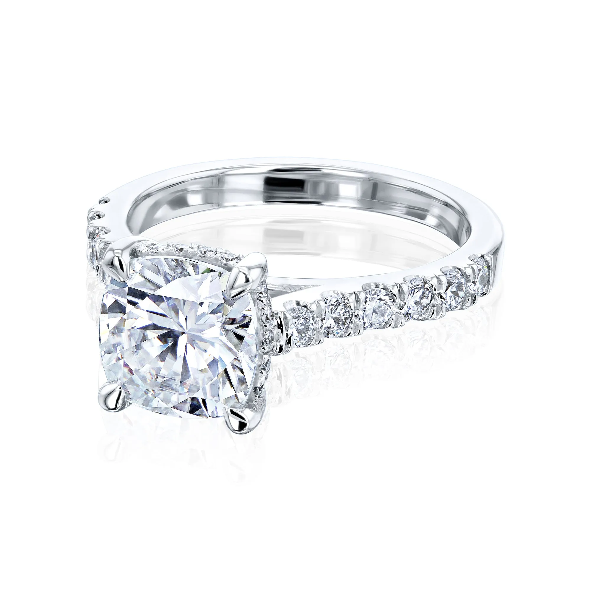 2ct Cushion Hidden Halo Engagement Ring