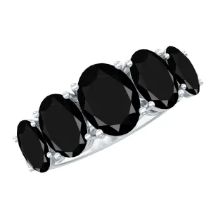 3.25 Carat Oval Black Onyx 5 Stone Engagement Ring