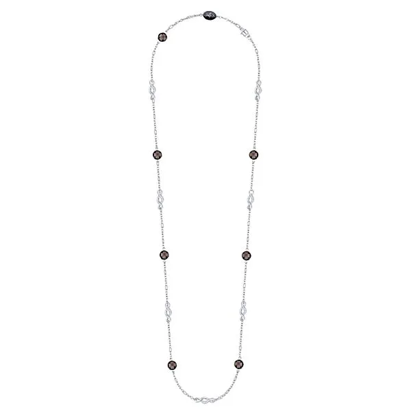 36 Inch Silver Rock Crystal Station Necklace