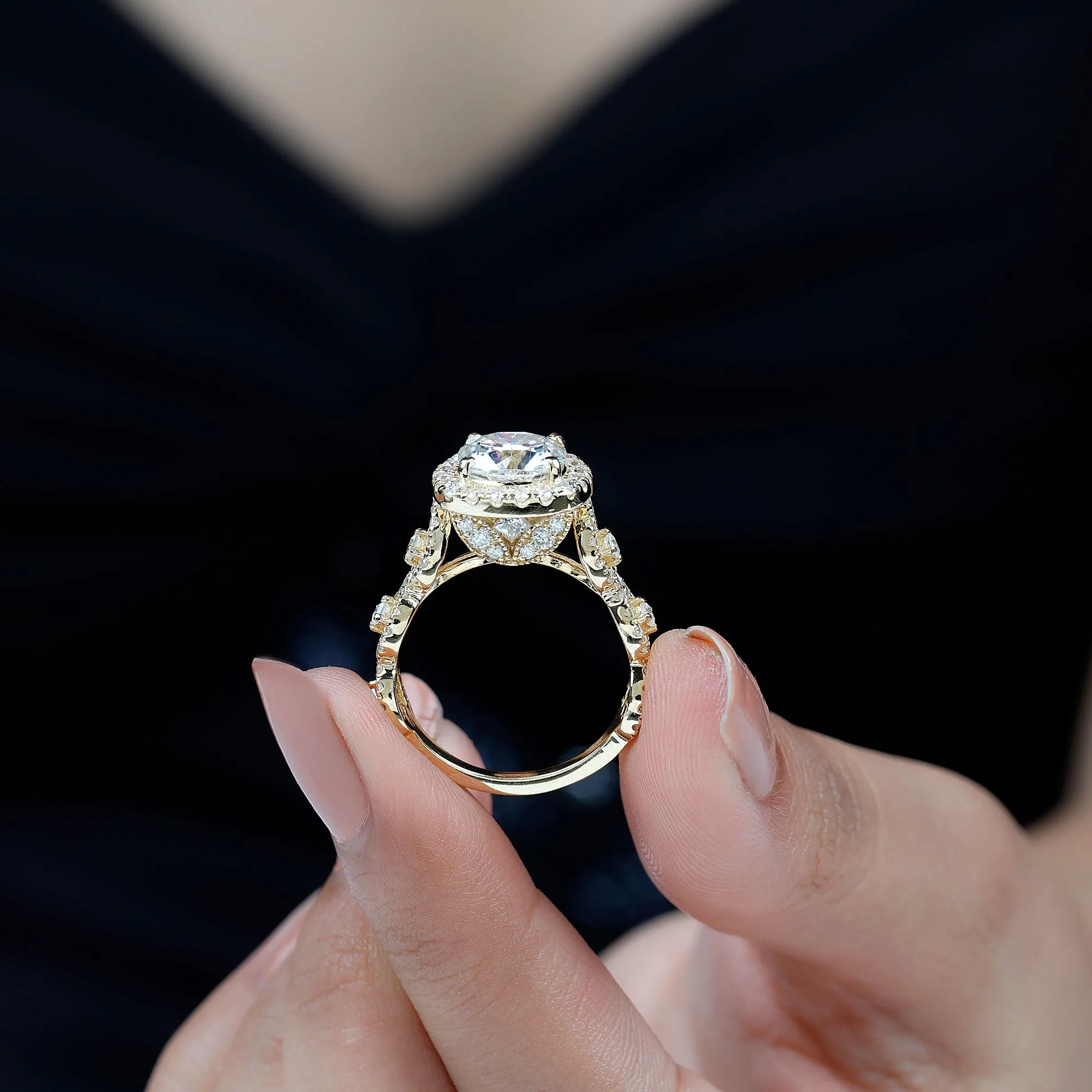 8 MM Vintage Inspired Moissanite Engagement Ring