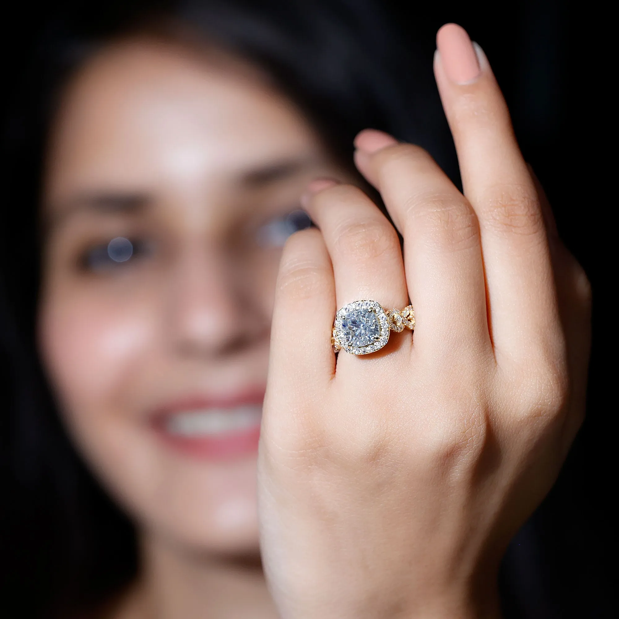 8 MM Vintage Inspired Moissanite Engagement Ring