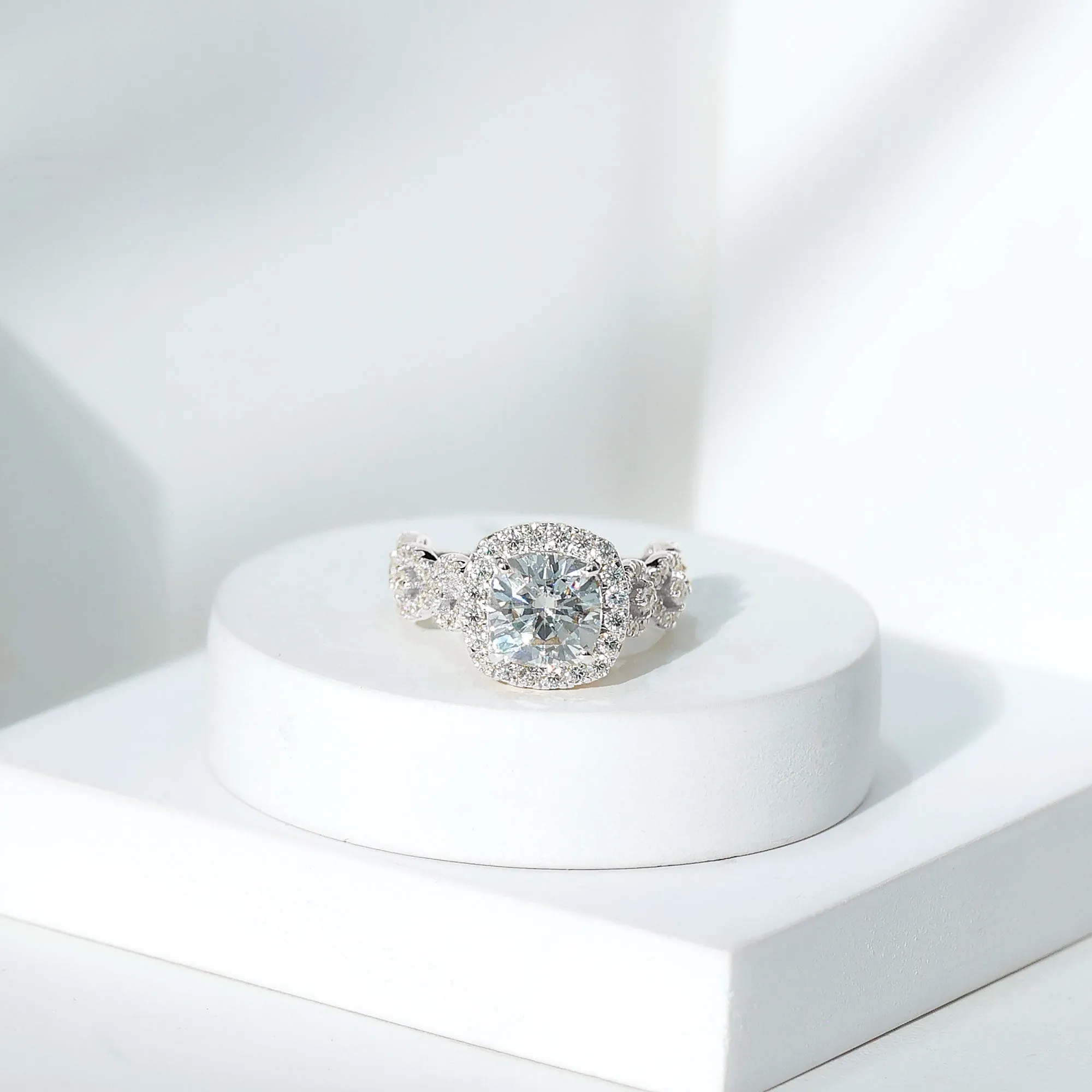 8 MM Vintage Inspired Moissanite Engagement Ring