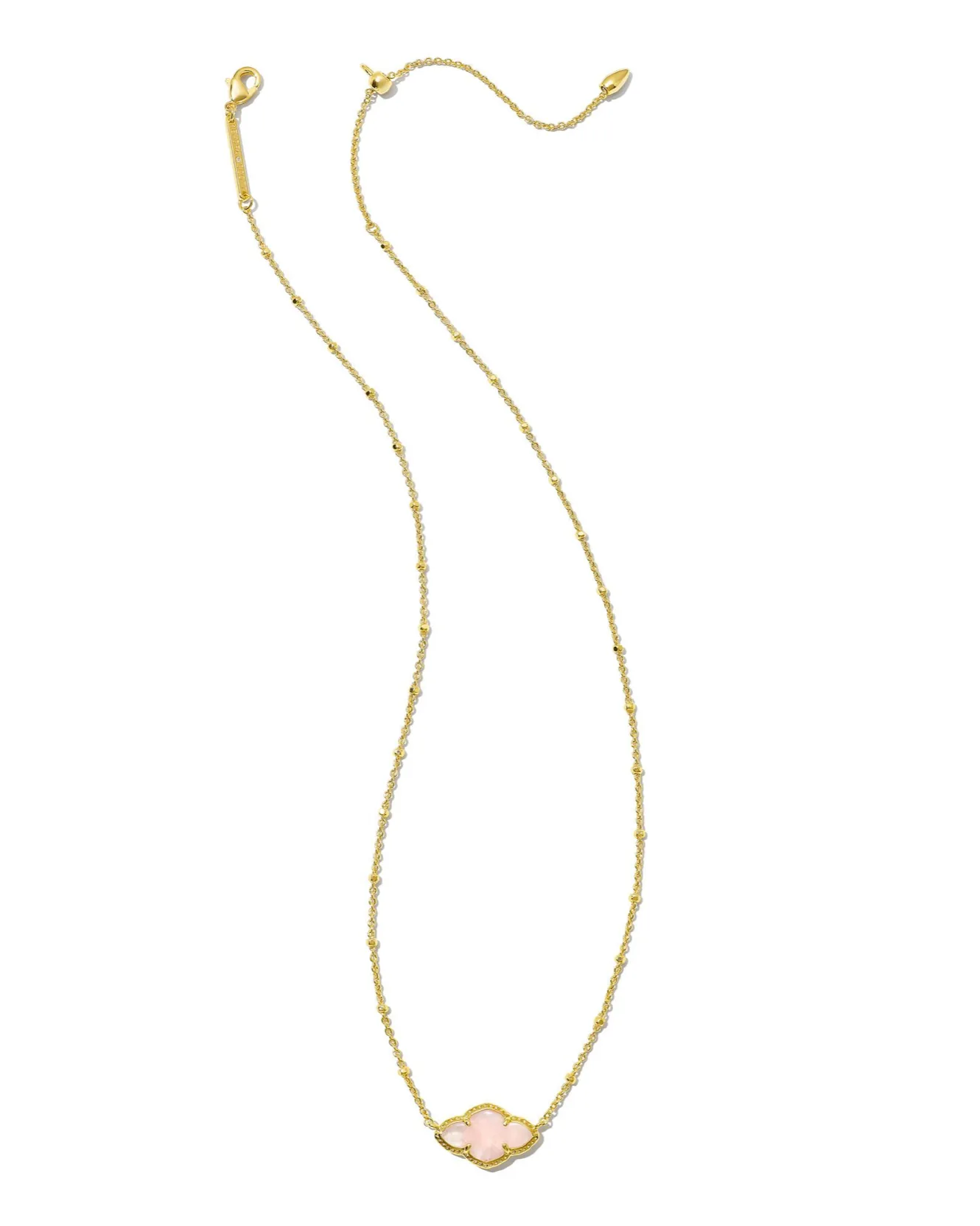 Abbie Gold Pendant Necklace in Rose Quartz by Kendra Scott