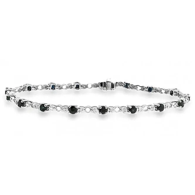 Acotis Diamonds 9K White Gold 0.17ct Diamond Sapphire Bracelet G1402