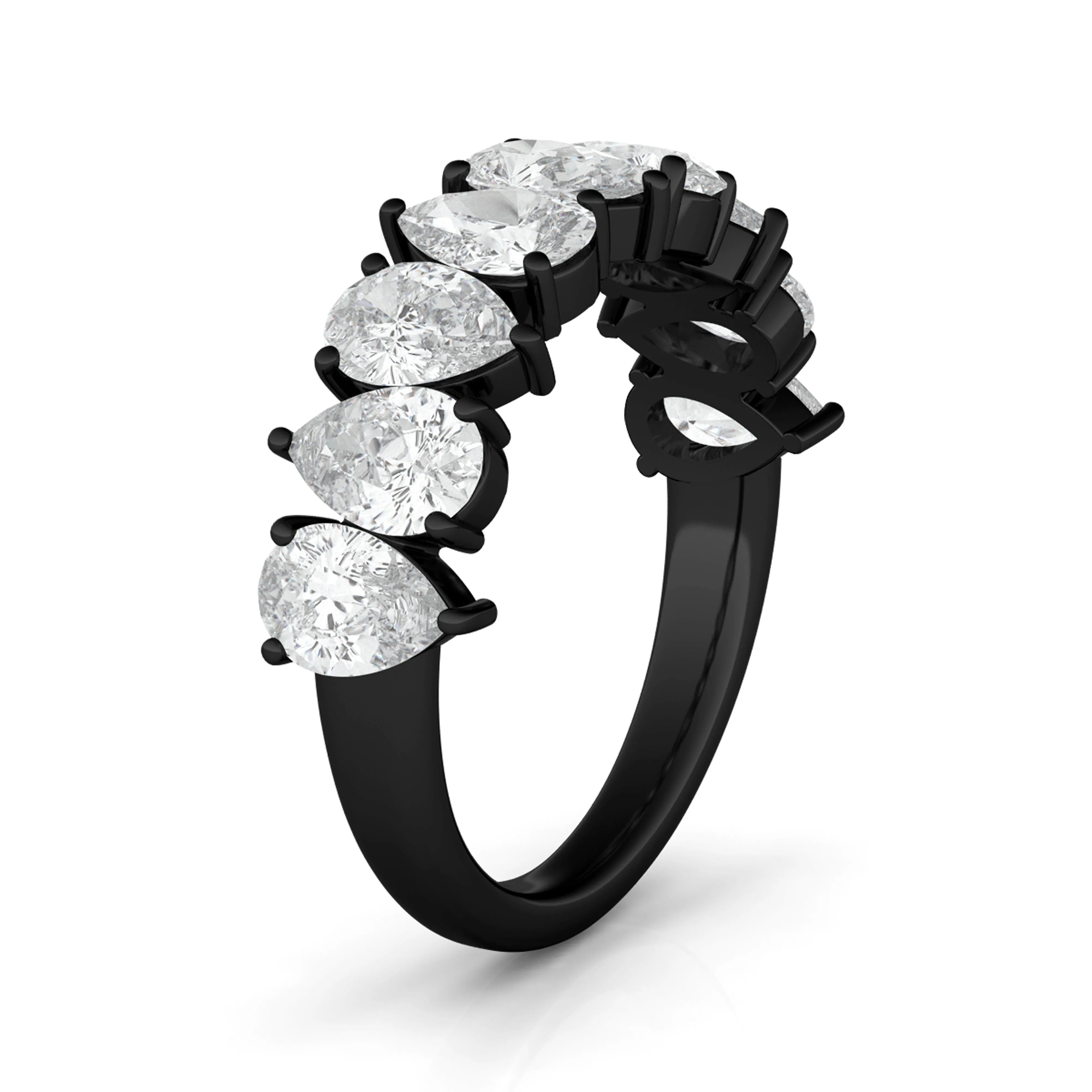 Alternating Pear Shape Half Eternity Band
